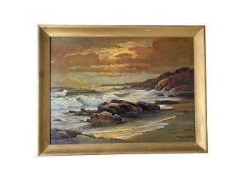 Sunset Shore By Robert Wood Canvas Print In Wooden Frame