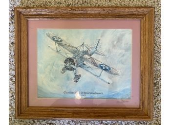 Curtiss F9C-2 Sparrowhawk 1931 Framed Andframed And Signed Print, 16 X 13