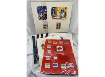 STAMPS: (8) Sheets Stamp Collections, Including American History, 1980 Winter Olympics, Canada And More