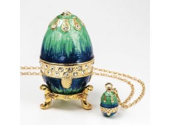STAUER Nina Egg And Matching Pendant With 22 Inch Gold Finished Chain