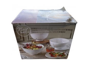 6 Piece Stackable Bowl And Plate / Lid Set In Original Box