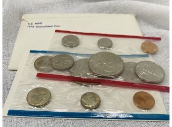 COINS: United States Mint 1976 Uncirculated Coin Proof Set, 2 Sheets