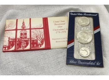COINS: United States Bicentennial Silver Uncirculated Set, 1776-1976. Dollar, Half Dollar, Quarter