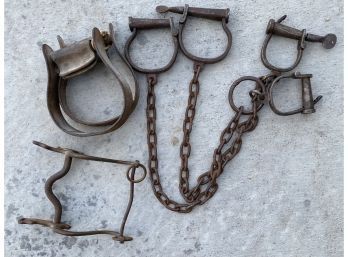 Antique Iron Leg Shackles / Prisoner Chains