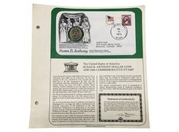 COIN: Susan B. Anthony Dollar Coin And 1936 Commemorative Stamp From Postal Commemorative Society