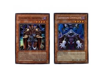 (2) First Edition Yugioh: Terrorking Archfiend Dark And Earthbound Linewalker Dark By Konami. Holo