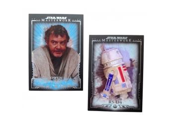 (2) Star Wars Masterwork, Owen Lars And R5 D5, TOPPS Trading Cards. Numbers 35 And 38 In Series