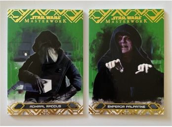 (2) Star Wars Masterwork, Admiral Raddus 07/99 And Emperor Palpatine 02/99, Collectible TOPPS Trading Cards