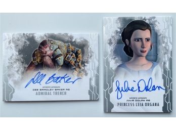 (2) Star Wars Authentic Autograph: Admiral Trench And Princess Leia Organa, Collectible TOPPS Trading Cards