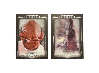 (2) Star Wars Masterwork TOPPS Cards: Admiral Ackbar No. 24 In Series, Aurra Sing No. 34 In Series