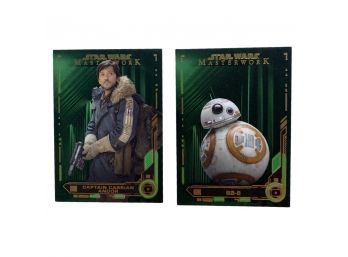 (2) Star Wars Masterwork, Captain Cassian Andor 71/99 And BB-8 61/99 TOPPS Trading Cards