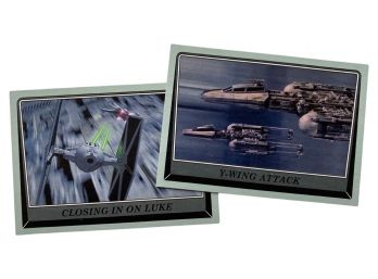 (2) Vintage Star Wars Cards By TOPPS: Rogue One, Closing In On Luke 090/100 And Y-Wing Attack 086/100