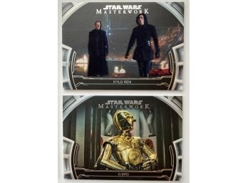 (2) Star Wars Masterwork: Kylo Ren 294/299 And C-3PO 148/299 TOPPS Trading Cards