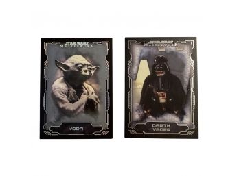 (2) Star Wars Masterwork: Darth Vader And Limited Edition Yoda 15/99 TOPPS Trading Cards