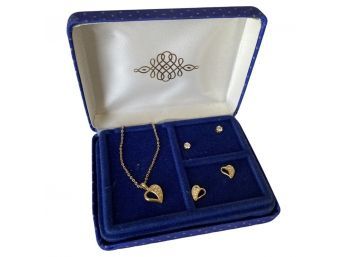 Darling Heart Necklace With Two Pairs Matching Earrings And Original Box