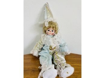 Vintage Porcelain Bisque Music Box Clown Doll