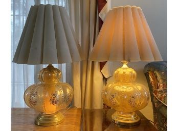 Pair Of Stunning Antique Lamps With Globe Base