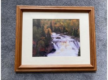 Fall Colors And Flowing River, Framed Photograph, 16 X 13