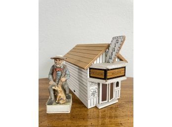 Adorable Cinema Music Box With Doors That Open, And Lion Stone Porcelain Cowboy Statue