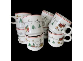 (8) Matching Vintage Christmas Mugs, Made In China