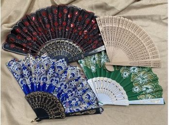 (4) Stunning Chinese Style / Victorian Accordion Fans