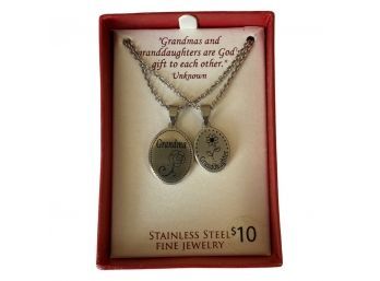 Grandma / Granddaughter Stainless Steel Necklaces In Original Box