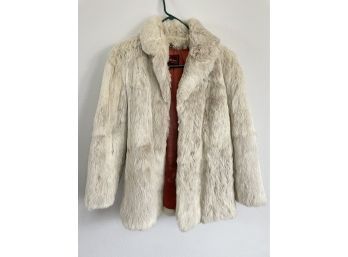 Dyed Rabbit Fur Coat By Sergio Valente. Lined With A Burnt Orange Silk-like Fabric. Size M.