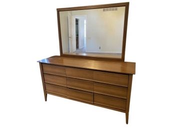 Mid Century Dresser With Mirror, 60 X 31 X 19, 34 X 47 Mirror