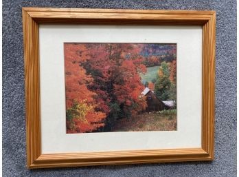 Barn With Fall Colors Framed Photograph, 16 X 13