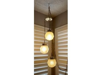 Retro Triple Globe Hanging Lamp! Glass Globes With Gold Color Hanging Detail