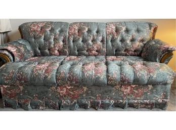 Tufted Vintage Floral Couch And Love Seat