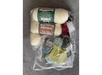 Large Bag Of Acrylic Yarn And Knitting Materials