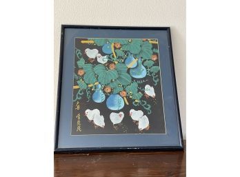 Framed Artwork With Leaf And Chicken Designs