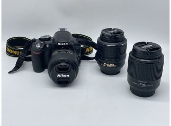 NIKON D3100 Camera With  Nikon DX AF-S Micro NIKKOR Lenses- 40mm, 55-200mm, And 18-55mm.