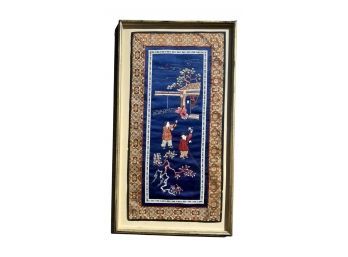 Stunning Framed Asian Inspired Tapestry, Professionally Framed With Gold Trim