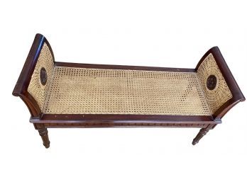 French Style 19th Century Wicker And Wooden Bench