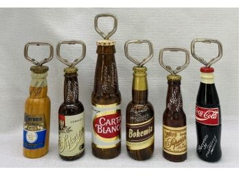 (6) Wooden Beer Bottle Openers, Made In Monterrey Mexico