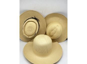 Collection Of Hats: Ecuador Straw Wide Sun Hat, Woven Fedora, Straw Fedora Hat