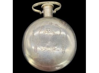 Large Antique Flask With Chinese Design On Front And Back