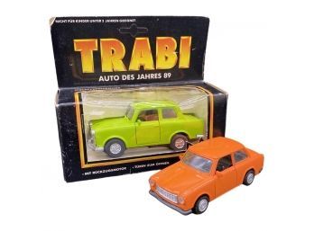 German Model Cars: Collectible TRABI 89 In Unopened Box. Box Cars Measure Approximately 4.5 Inches