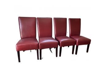 Set Of 4 Red Leather Chairs From World Market