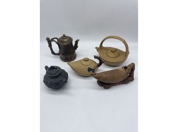 Antique Collection Of Miniature Chinese Teapots.