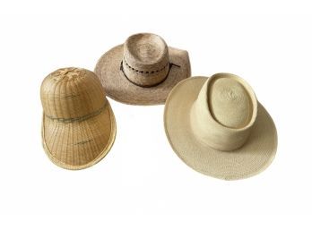 Vintage Sunshade Rain Rattan Cap, Straw Hat-made In Mexico, And Straw Farmer Hat