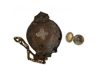 Antique Locket, Plus Empty Round Compass Lock