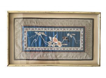 Antique, Small Framed Tapestry With Bird And Flower Design