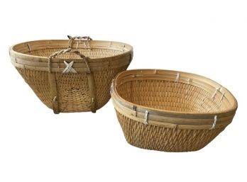 Two Chinese Floor Stow Baskets