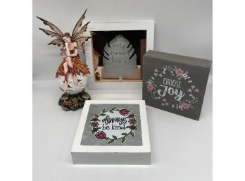 Beautiful Light Up Fairy Figurine And Inspirational Signs (3)