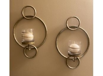 Pair Of Hanging Candle Votives With Round Candles Inside