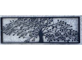 Horizontal Metal Art Piece Of A Tree, 36X12 Inches