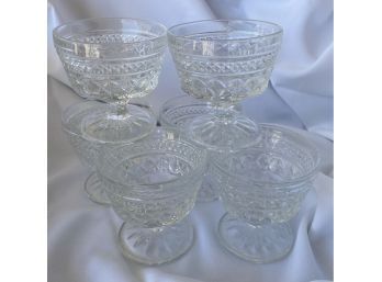 Set Of 6 Beveled Glass Ice Cream Cups